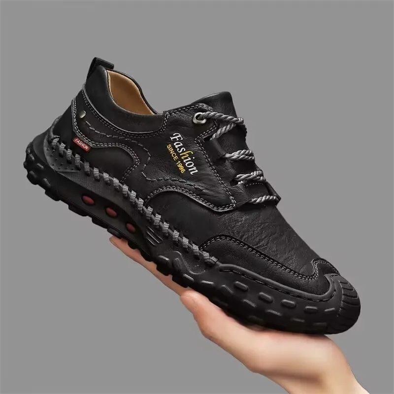 New Genuine Leather Mens Casual Shoes Fashion Lace Up Business Oxford Shoes for Men Outdoor Walking Sport Tennis Masculino