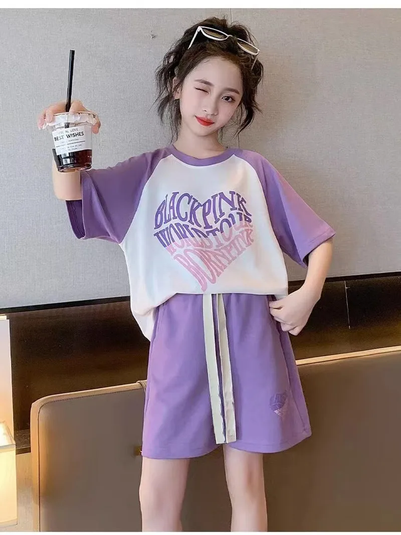 Tracksuit For Girls Boy Children Girl T-shirt Top +Shorts 2PCS Summer Children Clothing Set Kids Suits Kids Clothes New