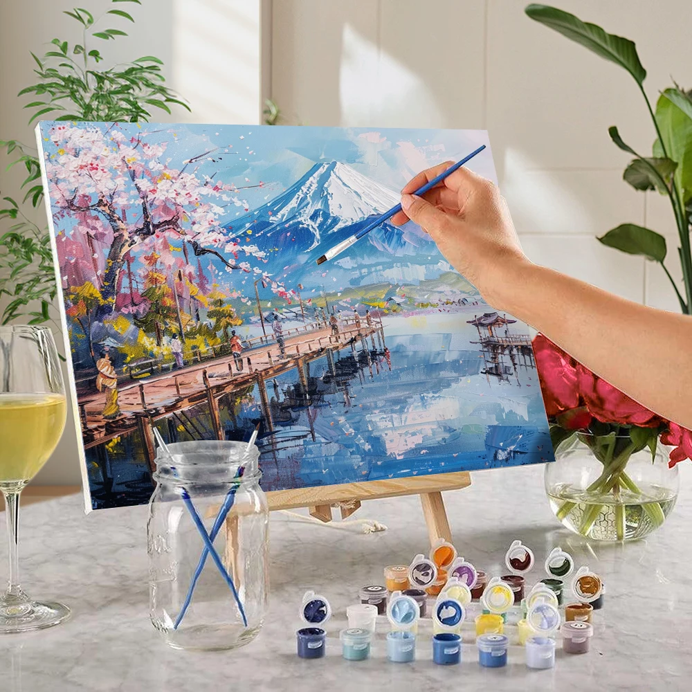 후지 산 DIY 손으로 그린 그래피티 그림, 엄선된 명절 선물, 휴일 레저 창조에 적합, 1 개