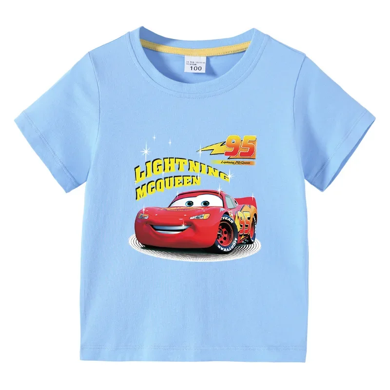 Potdemiel Summer Fashion Kids T-Shirts Car Pixar Lightning McQueen Print Cartoon Girls Clothes Baby Boys Children Cotton T Shirt 3