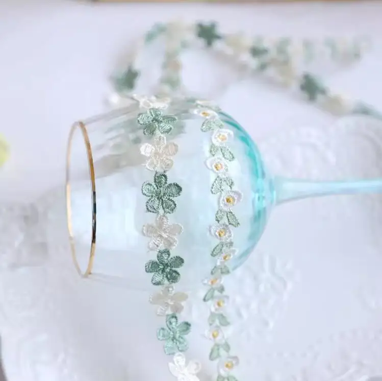 Water Soluble Embroidery Flower Lace Trim Patches Clothing Floral Appliques Lace Trimming DIY Clothes Accessories 3 Meters