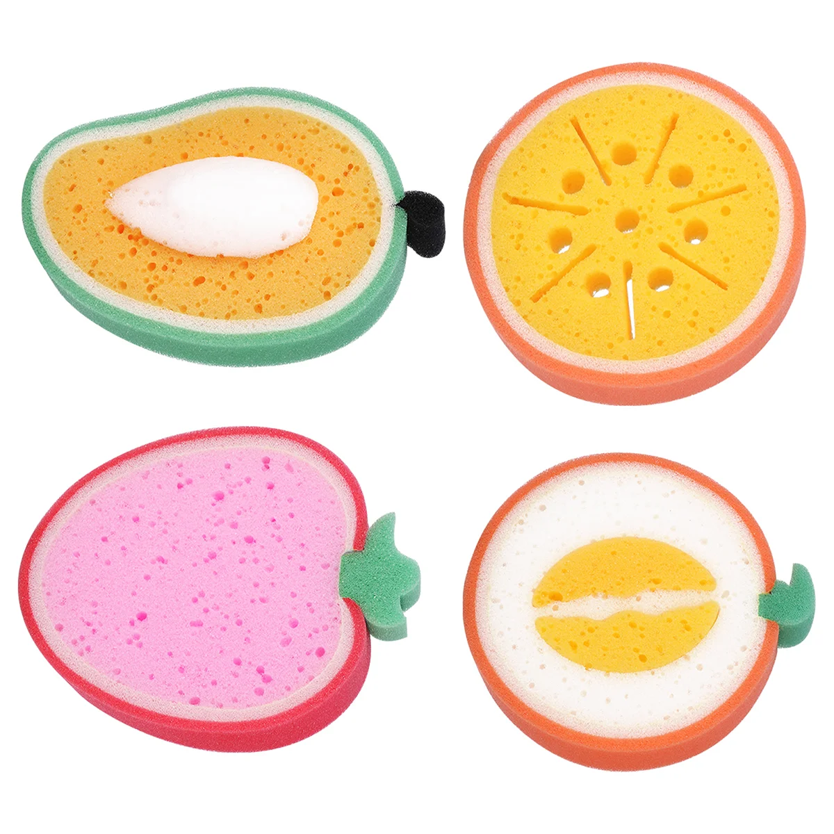 

Fomiyes Bath Scrubber Sponge 4Pcs Bath Sponge Fruit Shaped Bath Sponges Exfoliating Pads Back Body Bath Scrubber