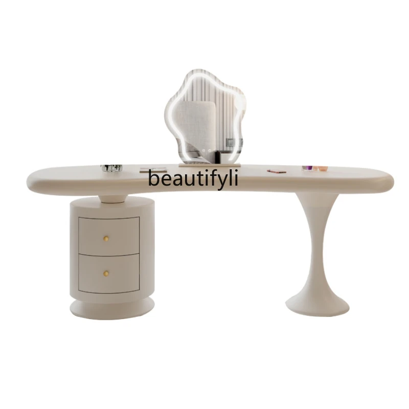 

Cream Style Dressing Table Storage Cabinet Integrated Light Luxury Modern Minimalist Makeup Table Dresser