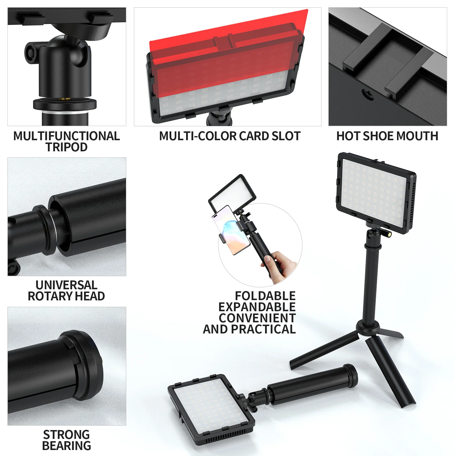 LED 사진 스튜디오 비디오 라이트 패널 조명 사진 램프 키트(삼각대 스탠드 포함) 촬영 라이브 스트리밍 Youbube용 RGB 필터