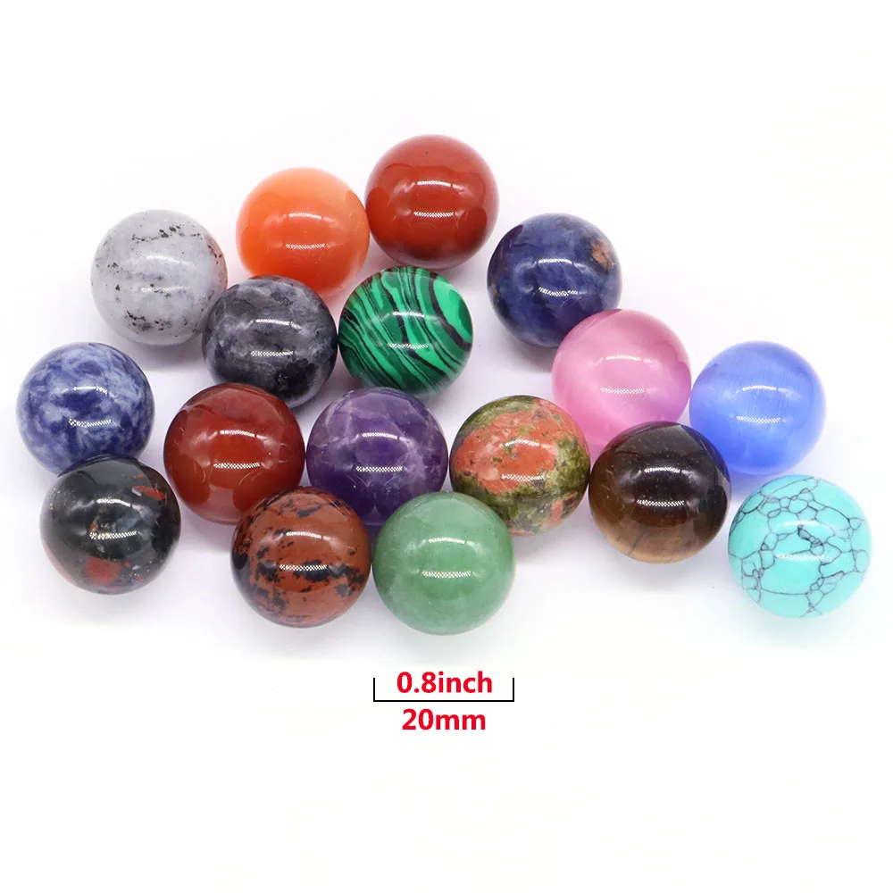 20mm Non-Porous Beads Natural Healing Crystal Stone Sphere Mini Gem Ball For DIY Bracelet Necklace Jewelry Accessories Wholesale