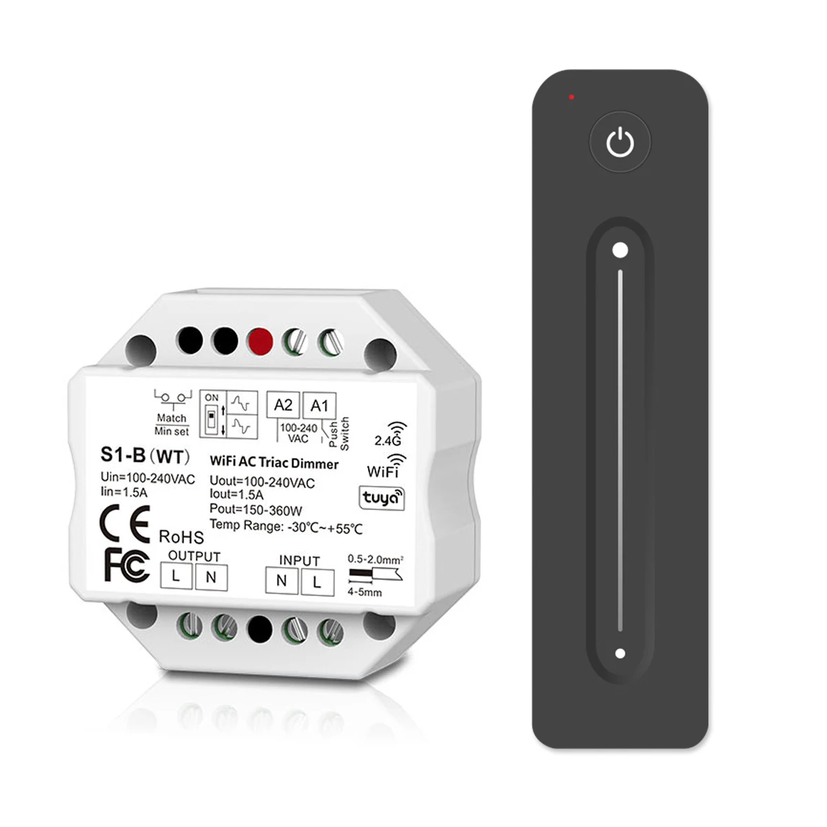 

AC 110V-220V Tuya WIFI S1-B (WT) Triac LED Wireless RF Dimmer Push Switch 2.4G Wireless dimming Remote Controller For Alexa Echo