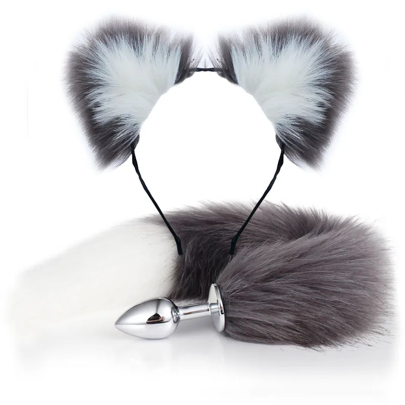 40cm Fox Sexy Plush Cat Ears Headbands Set Butt Plug Tail Erotic Cosplay Sex Toys for Women Anal Masturbating_voghion.com