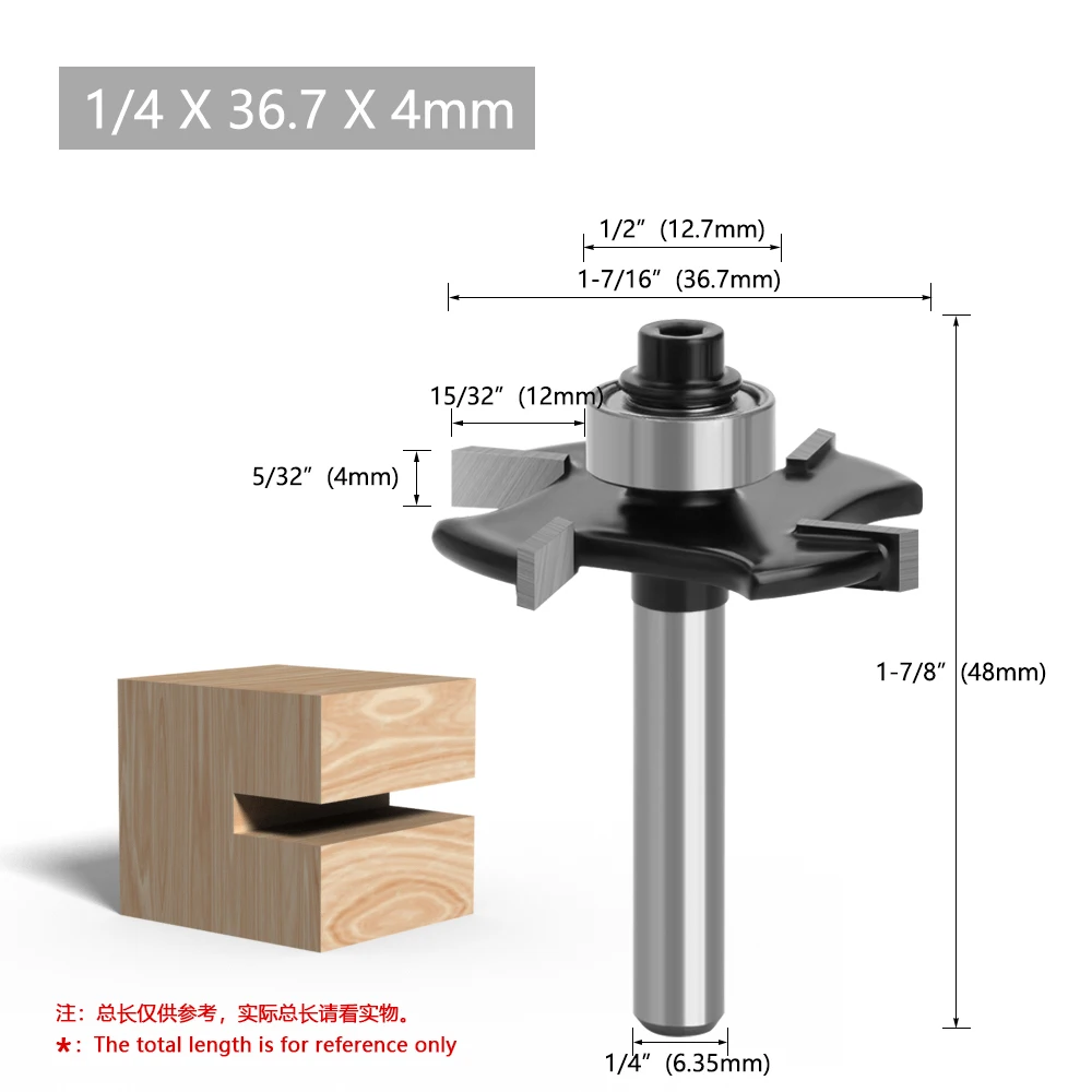 LAVIE 1/4 6 mm 6,35 mm Schaft Vier Klingen T-Nuten-Schlitzfräser Verbindungs-Schlitzfräser Höhe Fräser Holzbearbeitung – Detail 11