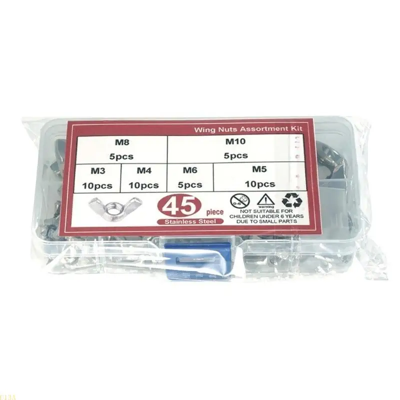 U13A Stahlflügelmutter Set Hand fester Hardware 45pcs/Set für sichere Gewindeverbindungen – Detail 1