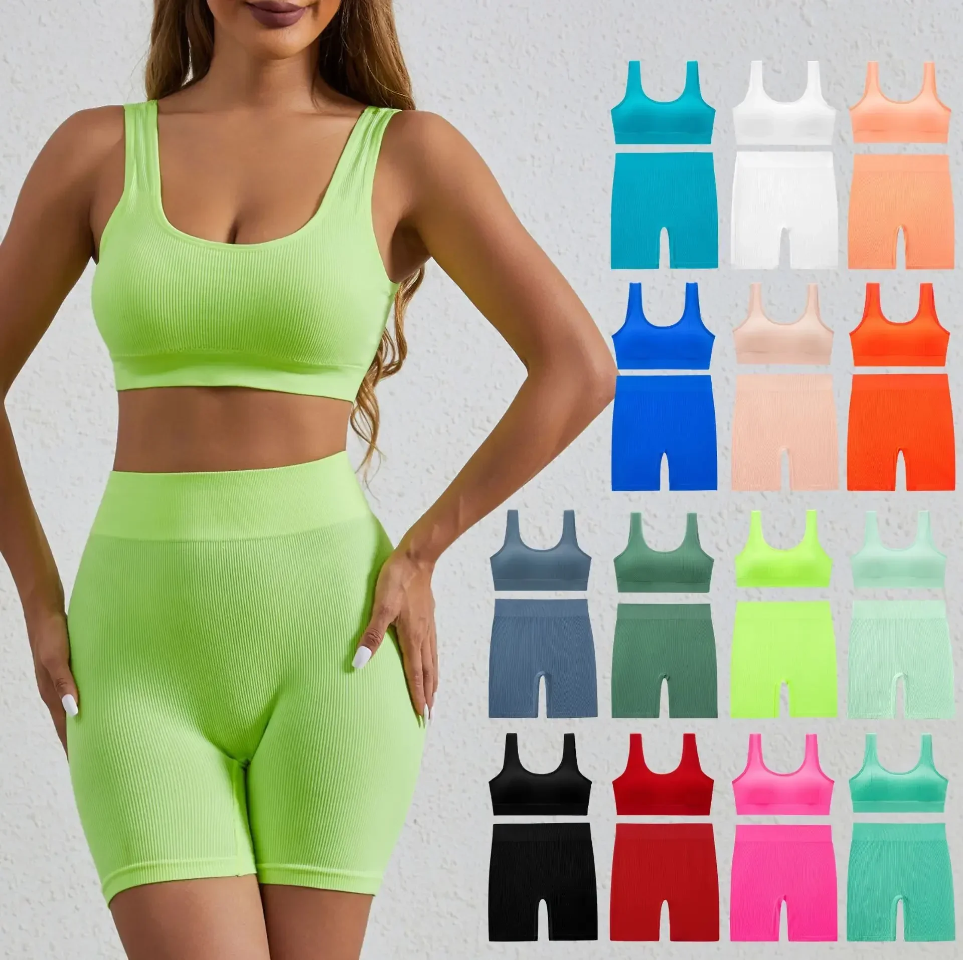 Large Size Women's Breathable Back Belly Pants Sports Fitness Yoga Set Workout Clothes for Women yoga set sports set gym workout set sportswear set fitness set sports bra set yoga pants set