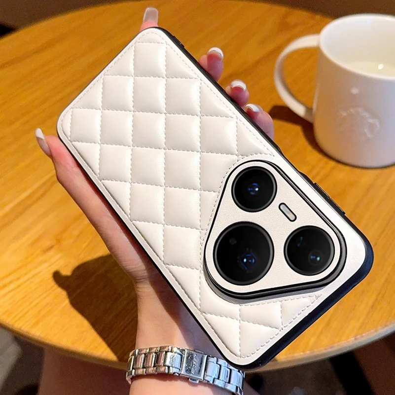 Three-Dimensional Puff Check Fragrance Style Leather Phone Case