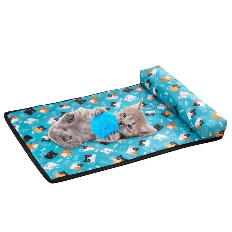 

Pets Summer Cooling Mats With Pillow Portable Sleeping Ice Pad For Small Medium Large Dogs Sleeping Bed Pet Accessories