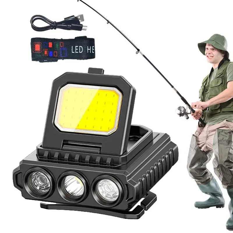 

LED Head Lamp Mini Rechargeable Fishing Headlamp With Sensing Control Long Battery Life Adjustable Waterproof For Outdoor