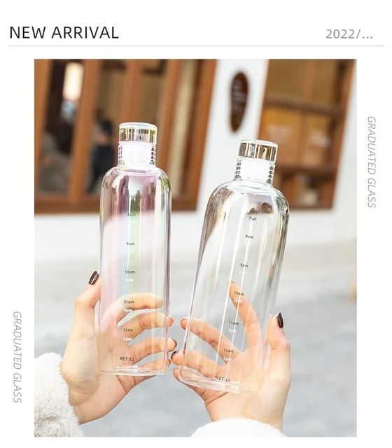 500/750ml Gradient Colorful Time Glass Water Bottle Hot Water Safe Drink  Bottle With Cloth Sleeve For Juice Milk Wine Leakproof - Water Bottles -  AliExpress