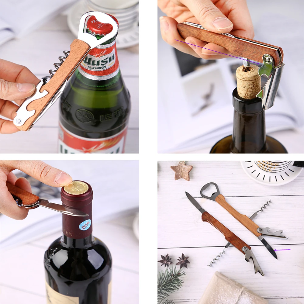 Personalized Wedding Party Favor Engraved Wood Wine Corkscrew & Beer Bottle Opener Wedding Gifts For Guests beer bottle opener keychains wooden wine bottle stopper