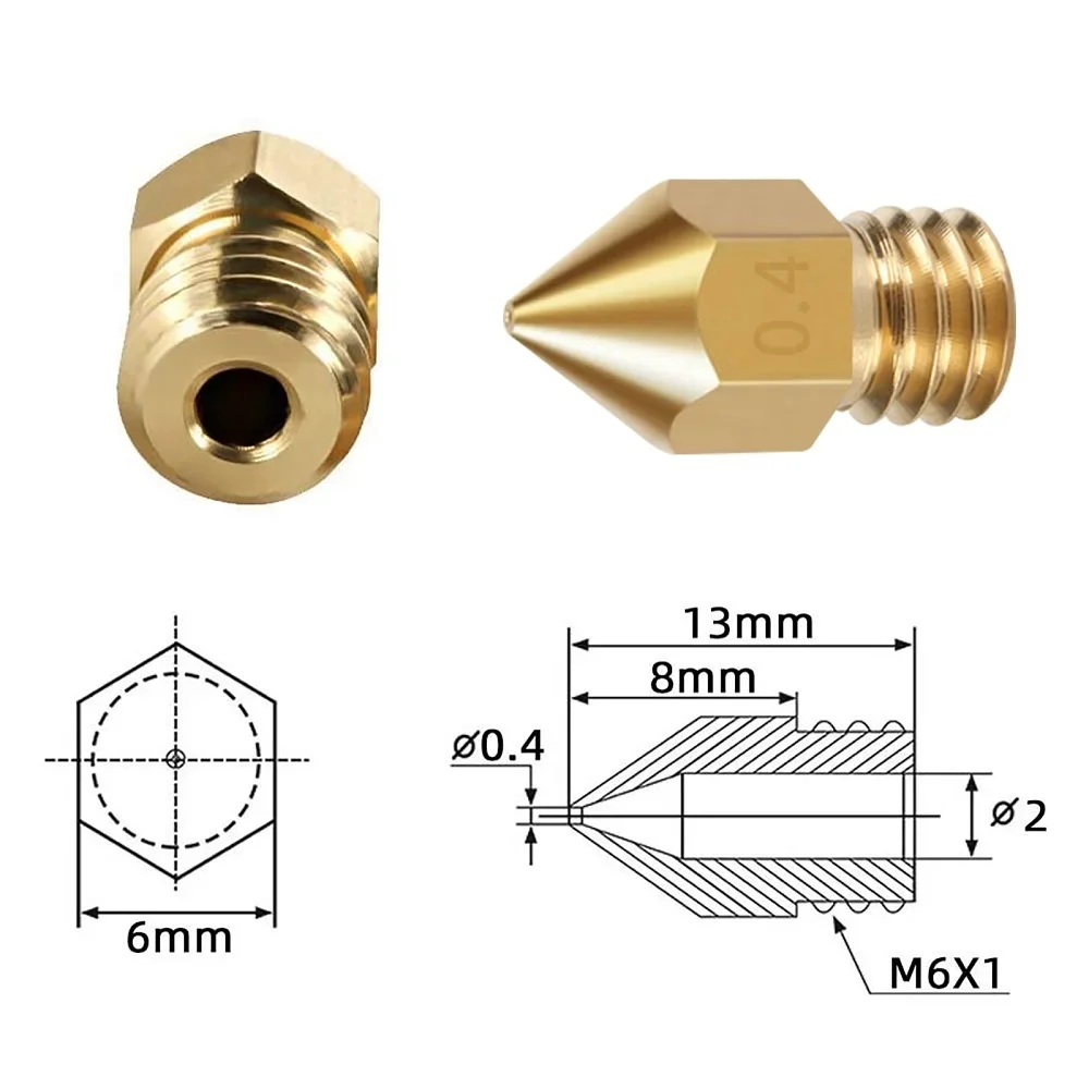 Düse 0,4mm um2 Messing düse 3d Drucker teile Extruder Druckkopf düse für 3D-Drucker Hotend Filament J-Kopf Heat block – Detail 8