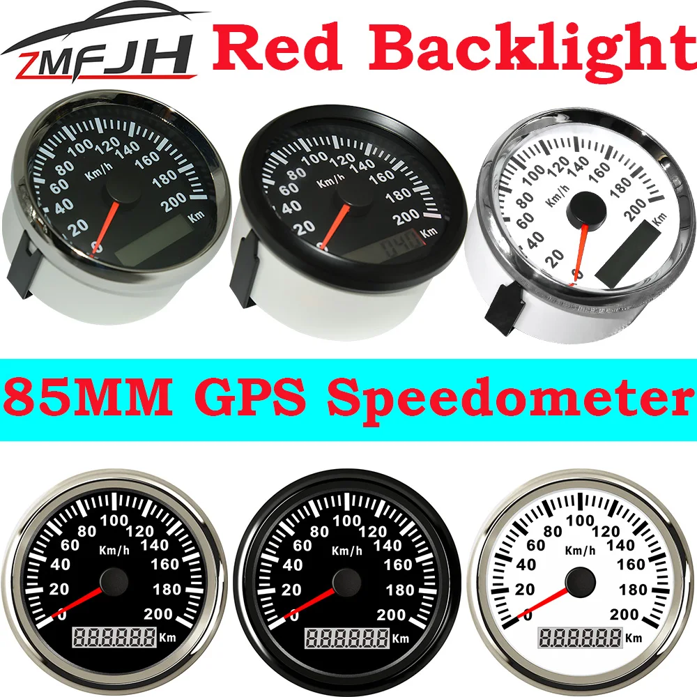 

85MM GPS Speedometer Waterproof Red Backlight Speed Gauge GPS Sensor 120kmh 200kmh For Marine Yacht Boat Car Accessories 9-32V