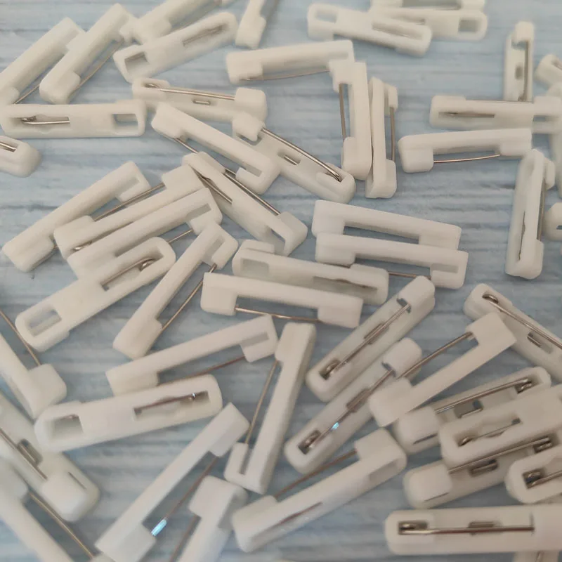 200pcs DIY 웨딩 브로치 만들기 ID 배지 홀더 교체 액세서리에 대 한 흰색 플라스틱 안전 브로치 핀 바