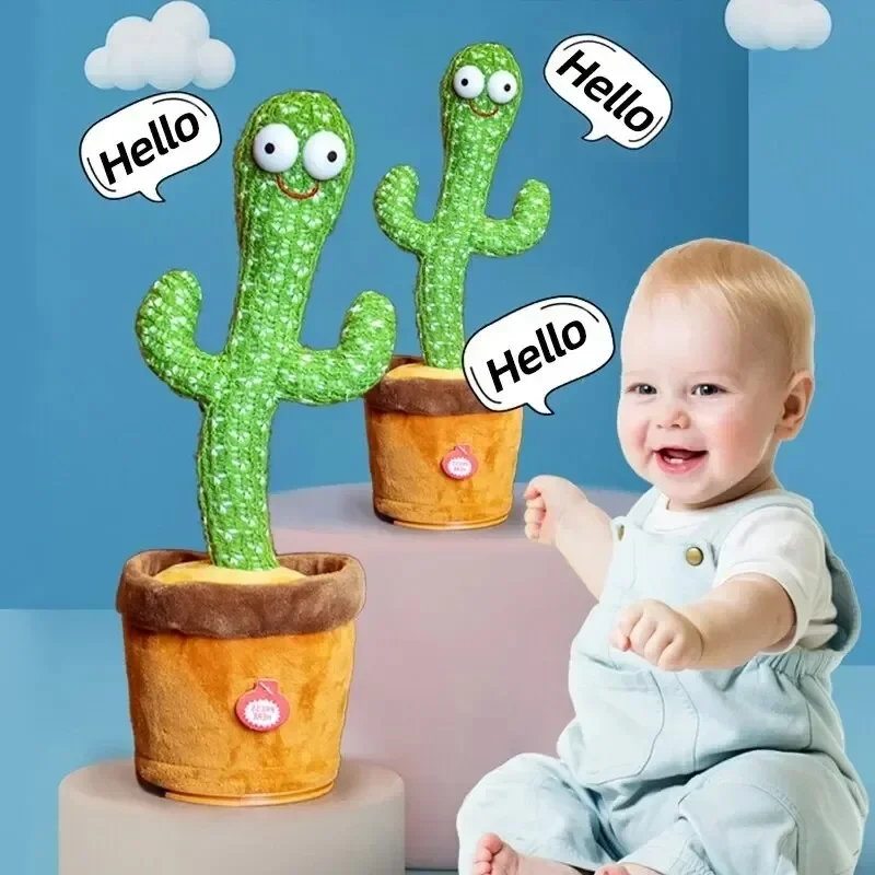 Plush Toy Plush Knitting Doll Robot Doll Anime Figure Toy Action Figure Toy Bear Figure Toy Panda Doll Shark Doll Dog Statue Ornament Dancing Cactus Toy Repeat Talking 120 Songs Wriggle Dancing Sing Toy Talk Plushie Stuffed Toys for Baby Adult Christmas Gift