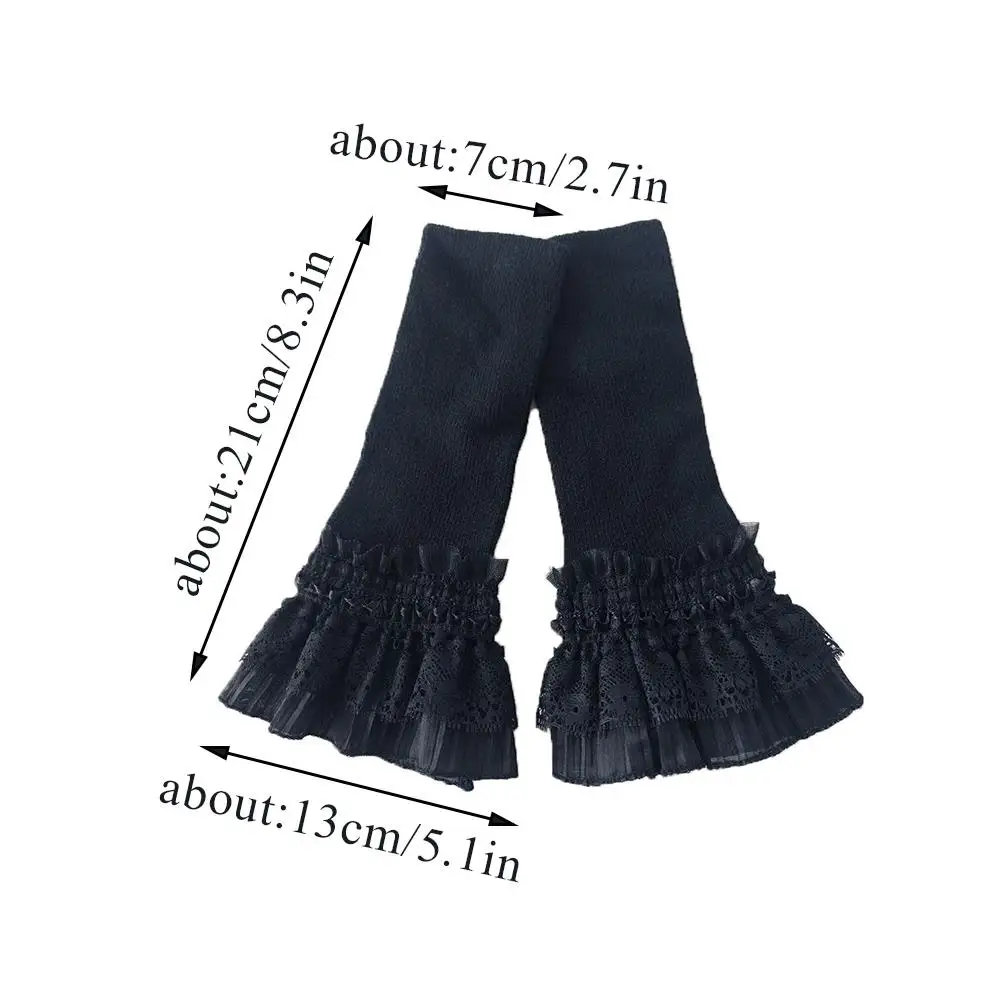 Women Long Lace Wrist Cuffs Knitting Elastic Arm Warmers Sleeves Cuffs Warm Fingerless Gloves Lolita False Cuffs Sweater Decor