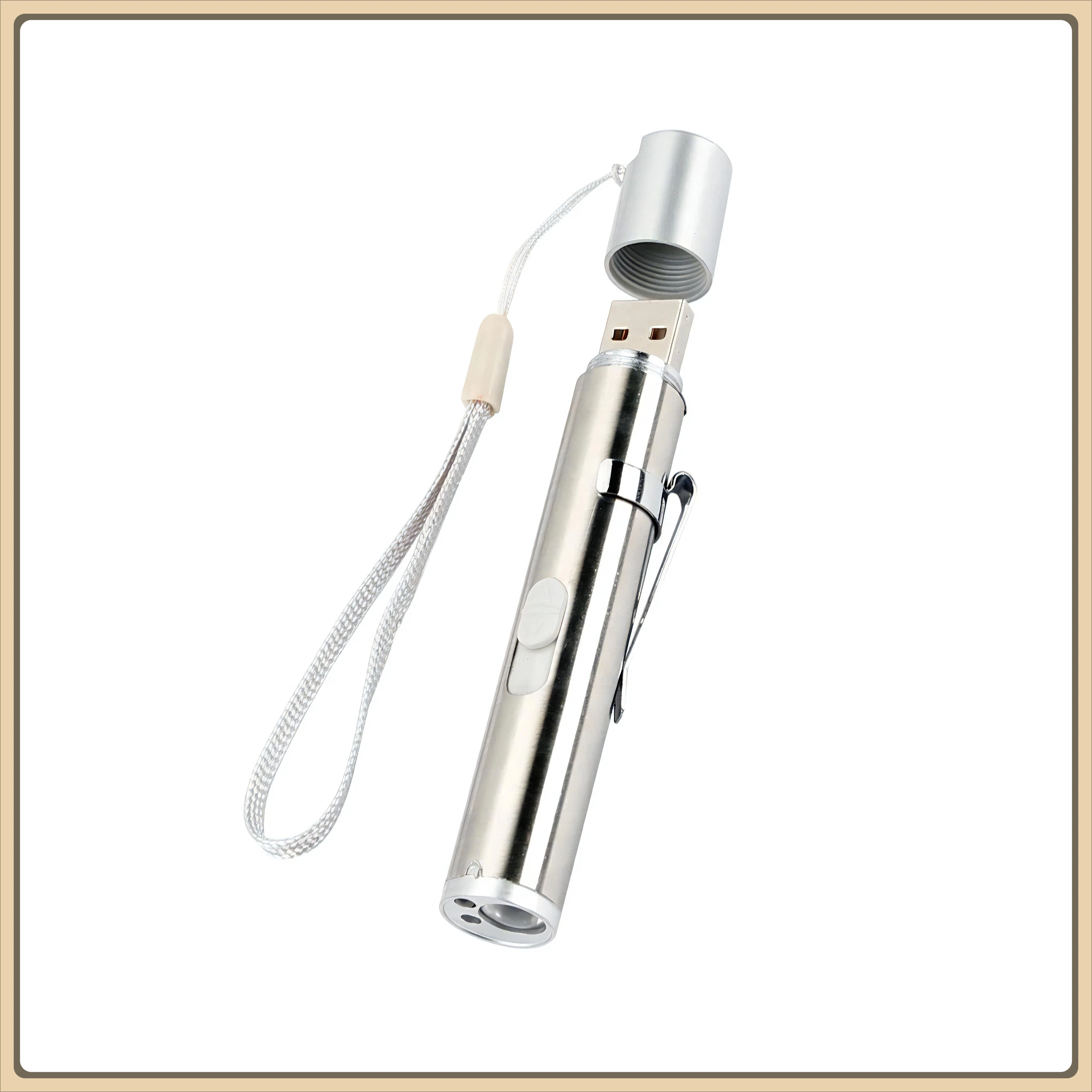 مؤشر USB شحن قابل لإعادة الشحن 3 في 1 مصباح يدوي ا...