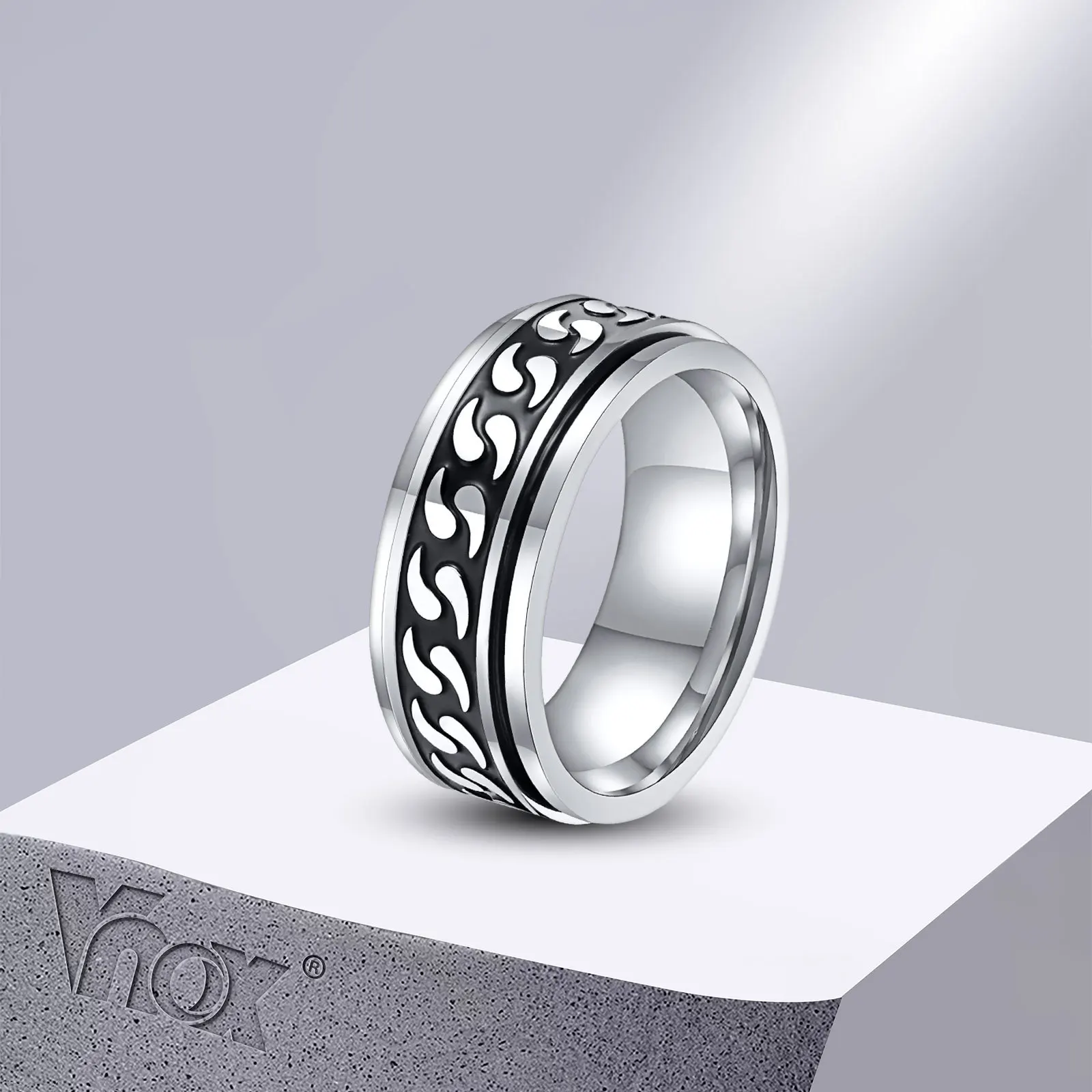 PAURO: Anillo Giratorio De Acero Inoxidable Pulido De 6 Mm Para Hombres