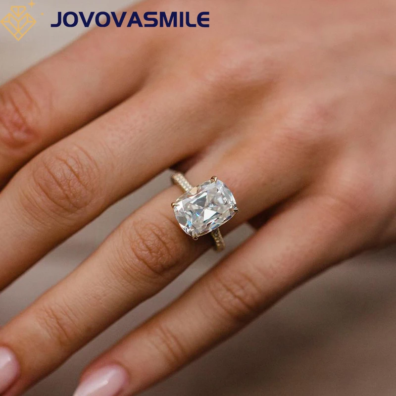 JOVOVASMILE 14k Yellow Gold Moissanite Wedding Rings 8 Carat 12.75x9.75mm Old Mine Cushion Fashion Jewelry Cathedral Setting fashion luxury 12 grids jewelry box rings earrings necklaces makeup holder case choker organizer women jewellery storage display
