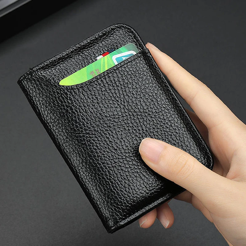 Luxury Men Card Holder Leather Thin Mini Men's Wallet Small Pocket Purse Women Bank Credit Card Holder for Men Wallets leather wallet wallet card holder card holder credit card holder credit card wallet card wallet wallet card bag