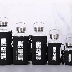 Large Capacity Portable Borosilicate Glass Tea Infuser Bottle - 1000ML (Black)