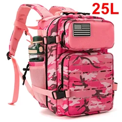 Tactical Outdoor Backpack with Bottle Holder - 25L/45L Capacity for Everyday and Adventure Use (25L Pink Camo)