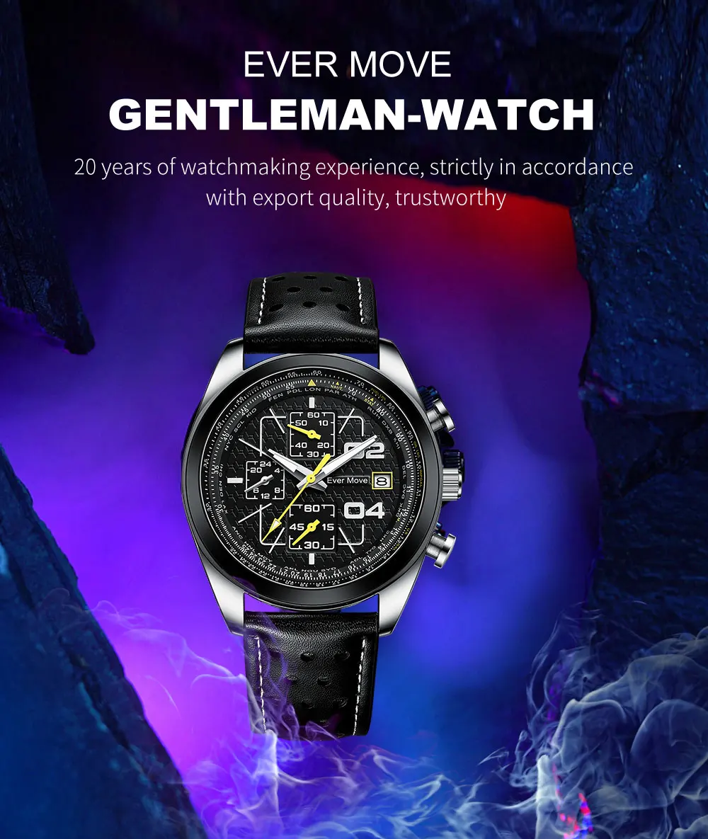 Ever Move Brand Launches A New Men's Multifunctional Waterproof Timing Quartz Watch For High-End Luxury Business Sports