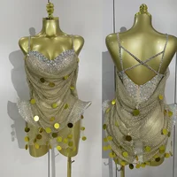 2025 New Luxury Sparkly Diamond Sexy Mesh Bodysuit Women Evening Prom Birthday Party Gown Nightclub DJ Performance Stage Wear