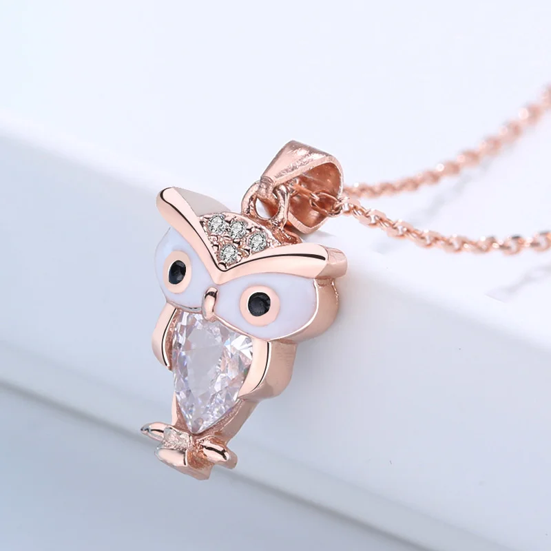 

Japanese and Korean versions of cute owl necklace for women's trendy internet red 925 sterling silver light luxury simple