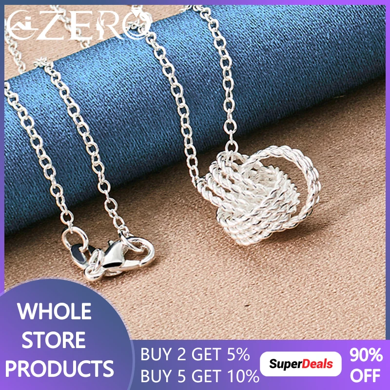 

ALIZERO 925 Sterling Silver Weave Net Ball Pendant Necklace 16-30 Inch Chain For Women Man Fashion Wedding Party Jewelry Gift