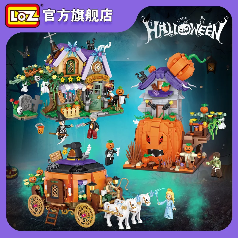 New 1249 LOZ Mini Blocks Kids Building Bricks Boys Toys Halloween Pumpkin Ghost House Puzzle Girls Holiday Christmas Gifts1233