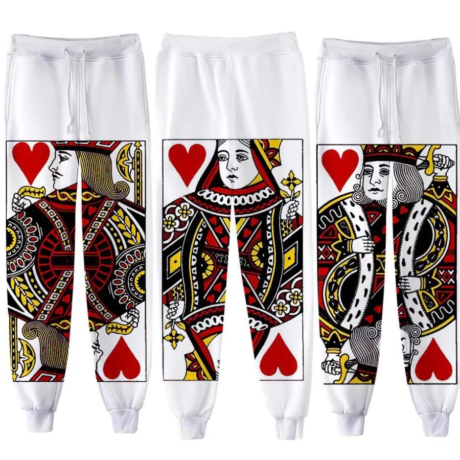 

Funny 3D mens jogger pants Playing Cards K King Q Queen Poker Face fashion harajuku sweatpants hip hop casual long trousers