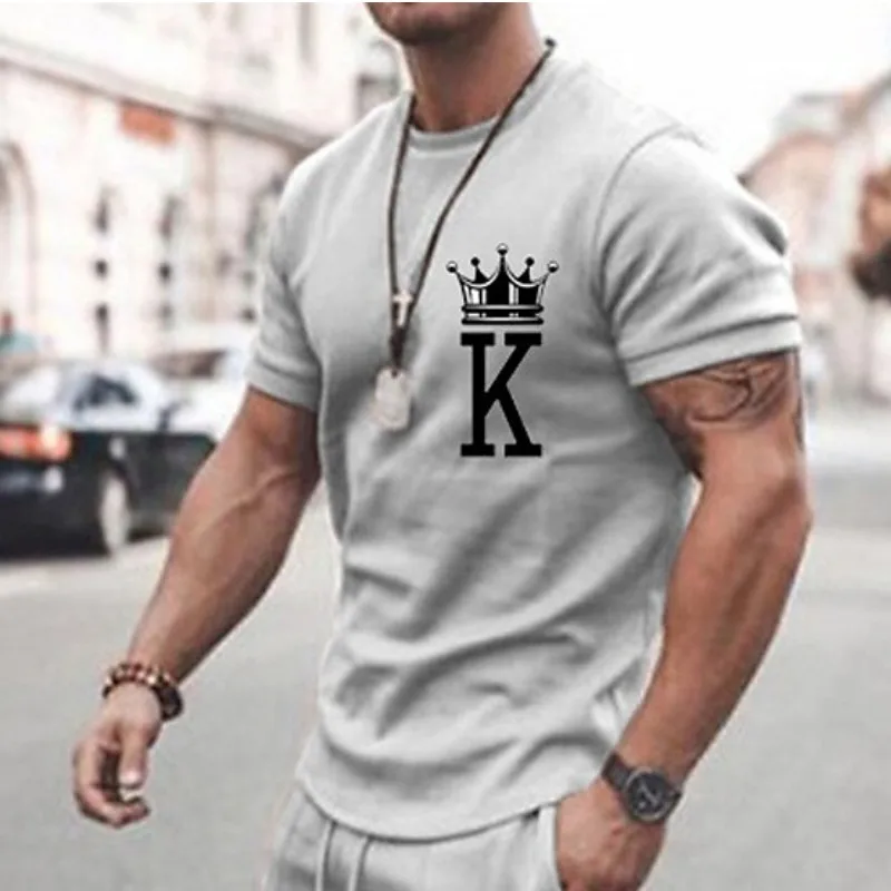 Men'S T-Shirt Letter K Printed Short Sleeve Summer Loose Casual Sports Male Tops Simple Fashionable Men' Tees Harajuku Clothing