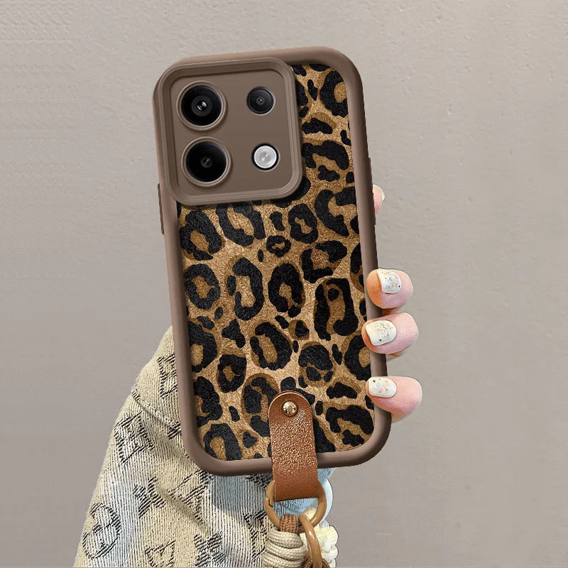 Leopard Print Hang Strap Lanyard Wrist Chain Phone Case
