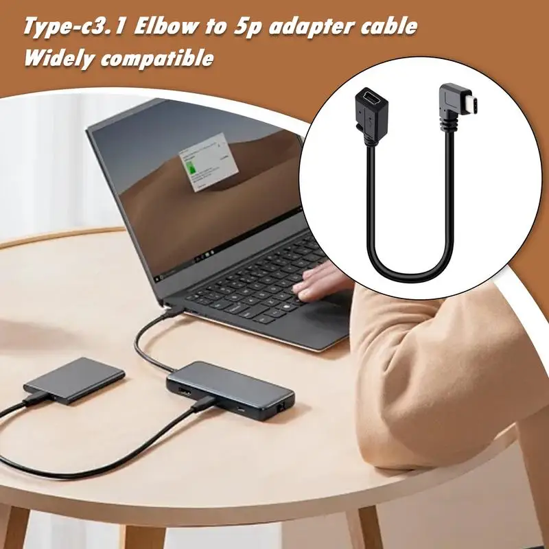 USB Type C to Mini USB Cable 90 Degree USB C Male to Mini USB Female Adapter Converter Charger Data Cable for Laptop Phones