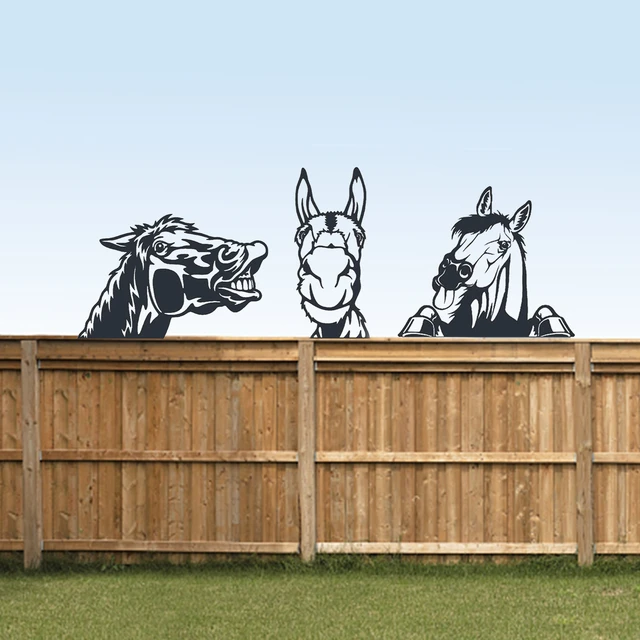 Métal Peeping Vache Poulet Chèvre Cheval Art Mural Décor, Animal de ferme  Art Mural Sculptures murales en métal pour jardin extérieur Clôture Cour