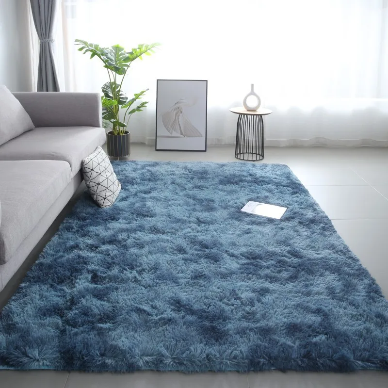 Modern Tie-Dye Silk Wool Floor Mat - Non-Slip Stain-Resistant Carpet for Living Room  Bedroom