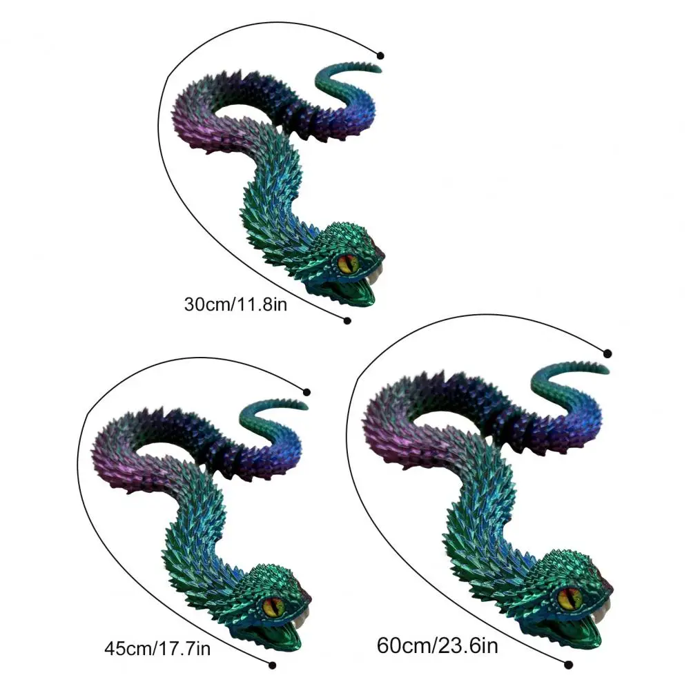 30/45/60cm 3D Printed Snake Articulated Snake With Openable Mouth And Retractable Teeth Flexible Fidget Statue Miniature
