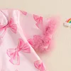 Children s Girls Summer Pajama Set with Cute Bow Print Short Sleeve Shirt and Elastic Waist Shorts - 2 Piece Lounge Suit 5