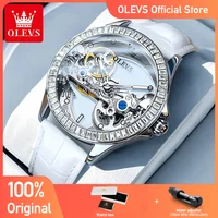 OLEVS Women's Watches Elegant Fashion Full Hollow Tourbillon Automatic Mechaniacl Wristwatch for Man Waterproof Luminous New
