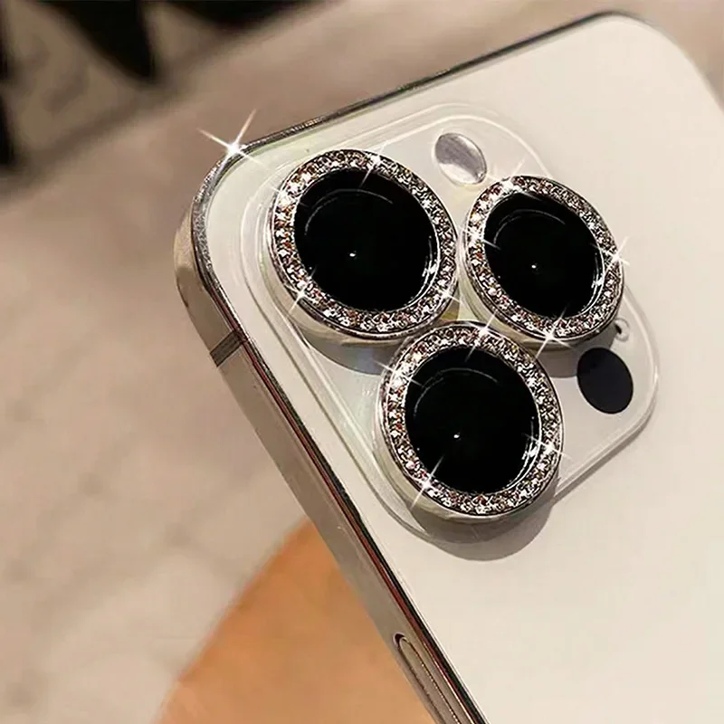 Bling Glitter Diamond Camera Lens Protector Case with Screen Protector Film