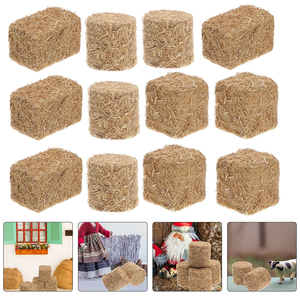 12pcs Simulation Mini Straw Bales Stackable Miniature Haystack Fake Ornament Scene Straw Bales Dollhouse Farm Dueling Banjo 3