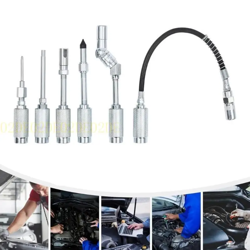 02DE Grease Guns Adapters Quick Release Lubrication Tool With Flexible Extension Hose