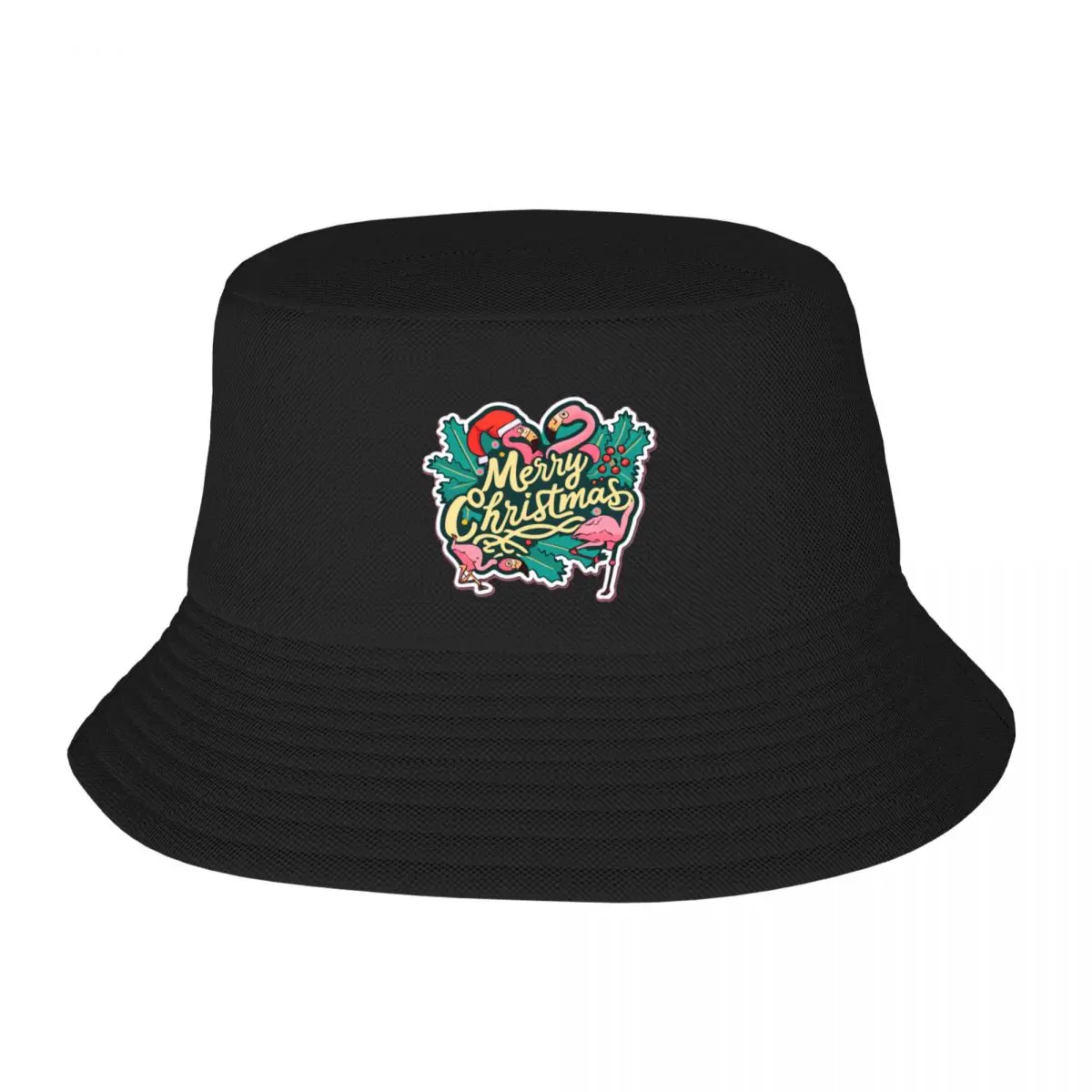 

Cute pink flamingo wearing a christmas' hat and surrounded by christmas things Bucket Hat Kids Hat Girl'S Hats Men's