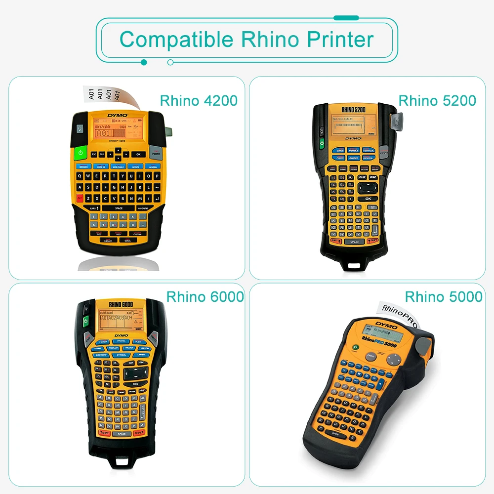 19mm 비닐 라벨 테이프 18436 Dymo Rhino Vinyl 산업용 라벨 호환 18436 Rhino 5200 4200 프린터 용 오렌지색 검정색