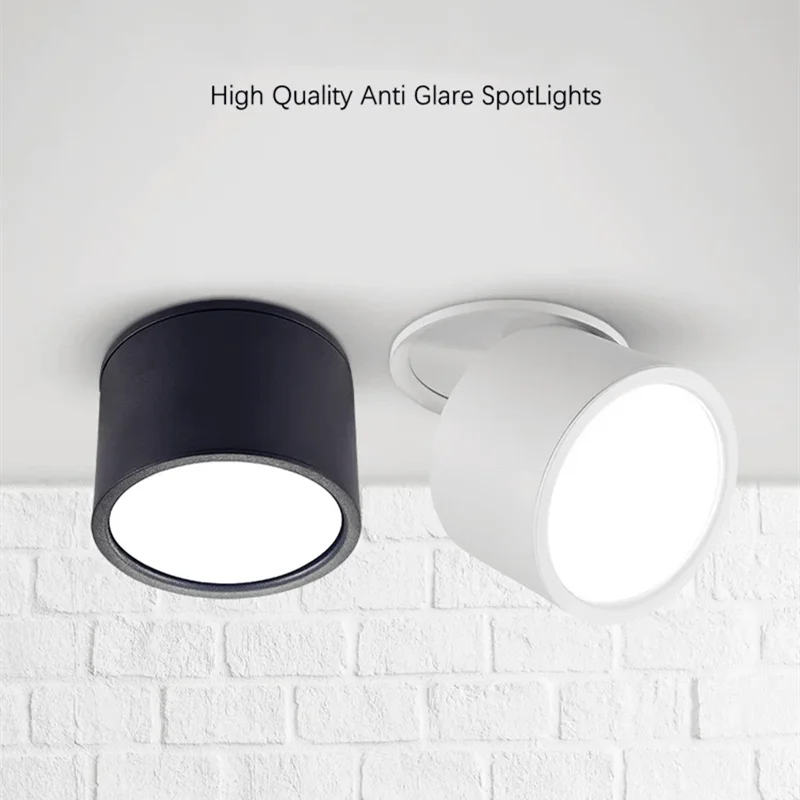 Dimmable LED Downlights Anti-glare Folding Rotation Recessed Ceiling Lamp 110V 220V Driver COB LED Spot Lights